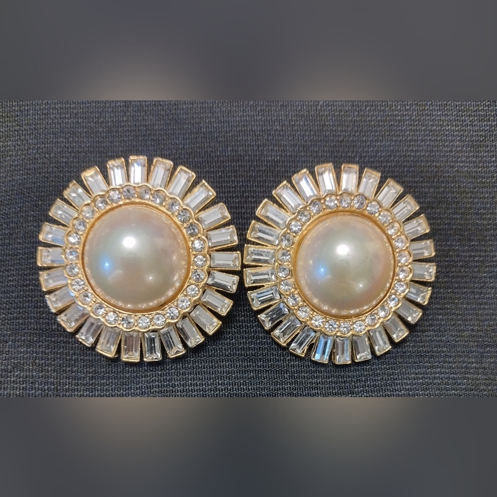 Pearl silver and gold non piercing earrings